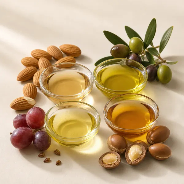 Sweet Almond Oil, Olive Fruit Oil, Grape Seed Oil, Argan Oil